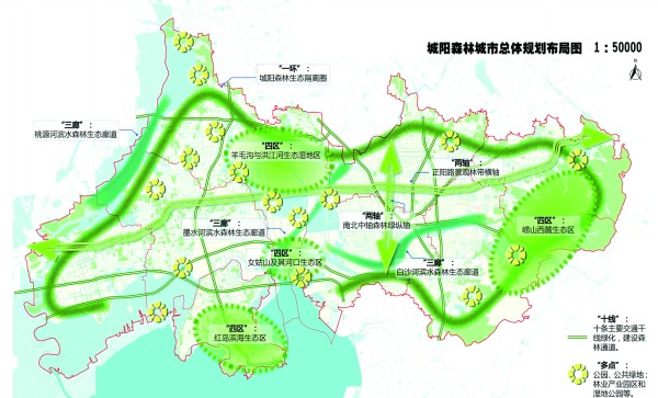 青岛城阳森林城市总体规划布局图。(图由青岛市林业局提供)
